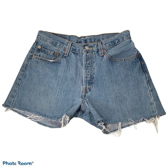 LEVIS 501 Hand Embroidered Shorts Daisy Unisex 30 Size 8 Y2K 100% Cotton - Picture 2 of 10